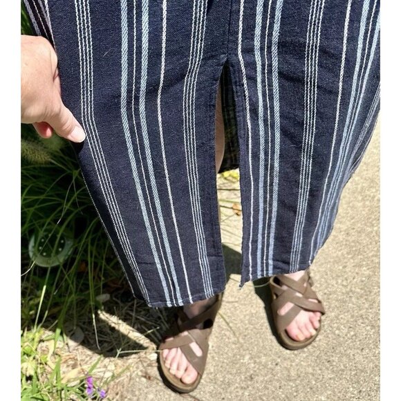 Ellen Tracy Tie Front Linen Blend Dress Size Small Navy White Stripe $129 NWT - Picture 14 of 16